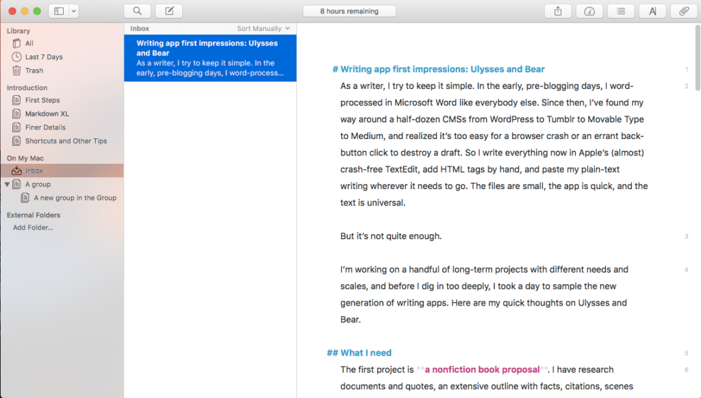 Ulysses writing app