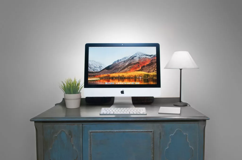 Apple computer on a desktop