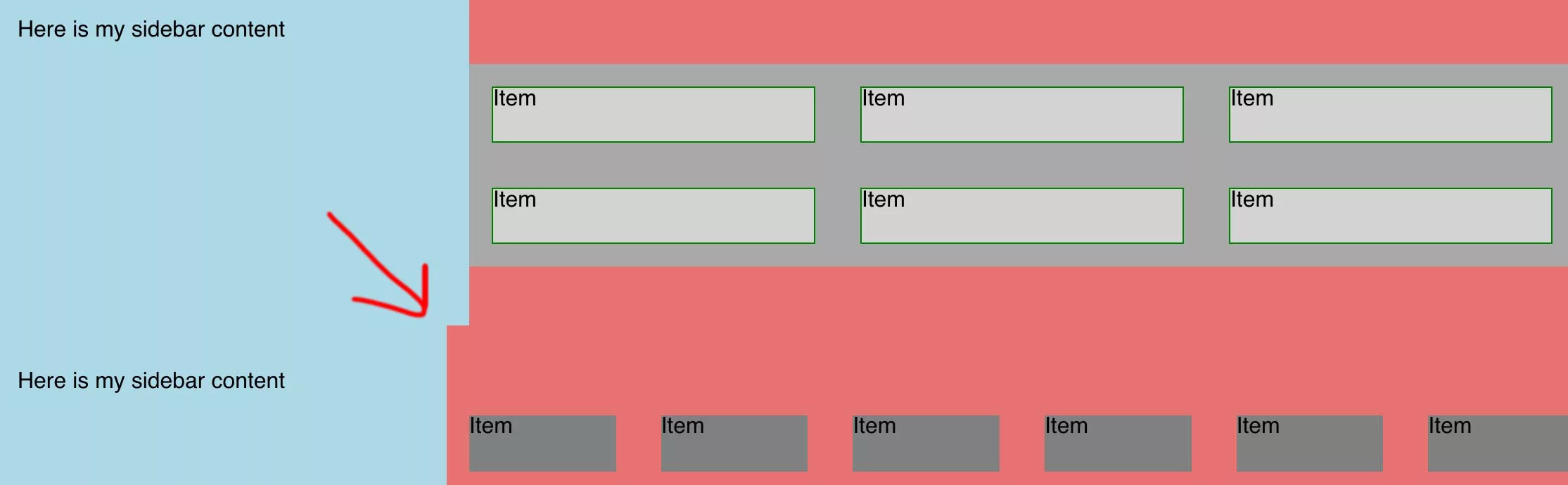 A Flexbox layout with a negative margin that expands the parent